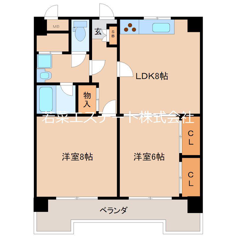 鎮西ビル(2DK/5階)の間取り写真