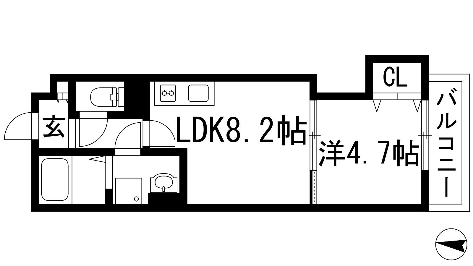 CASA MIRA(1LDK/3階)の間取り写真