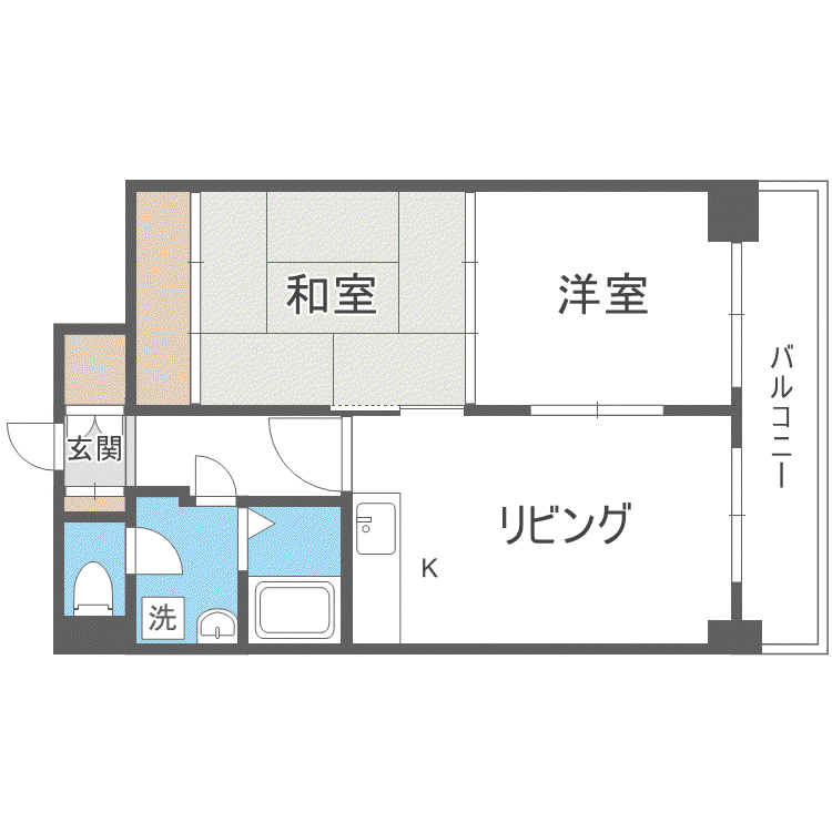 ベルレーヴ山鼻(2LDK/2階)の間取り写真