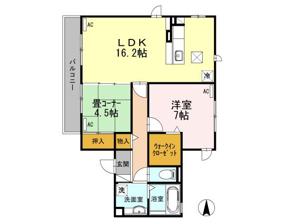 アイグラン・K(2LDK/1階)の間取り写真
