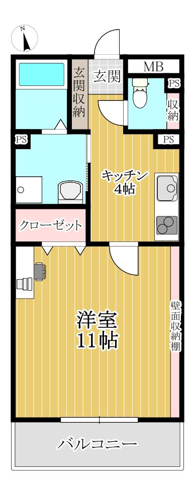 ラ・フォート芦山(1K/1階)の間取り写真