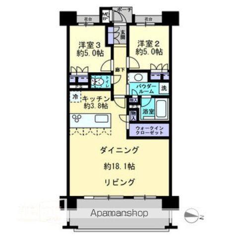 MJRザ・ガーデン宮崎駅前(3LDK/14階)の間取り写真
