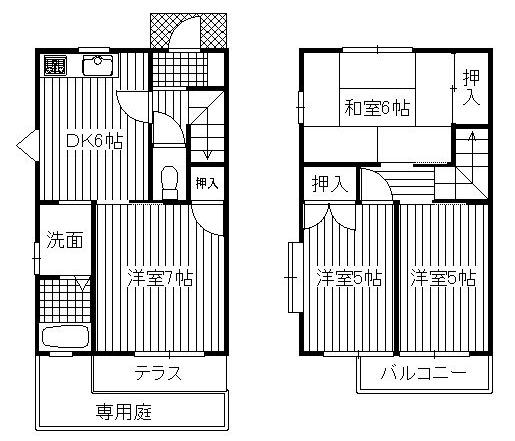 グランメゾン那珂川 D(4DK/1階)の間取り写真