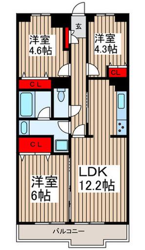 ライオンズマンション大宮指扇第二(3LDK/2階)の間取り写真