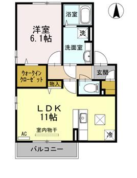 ハートランド(1LDK/2階)の間取り写真