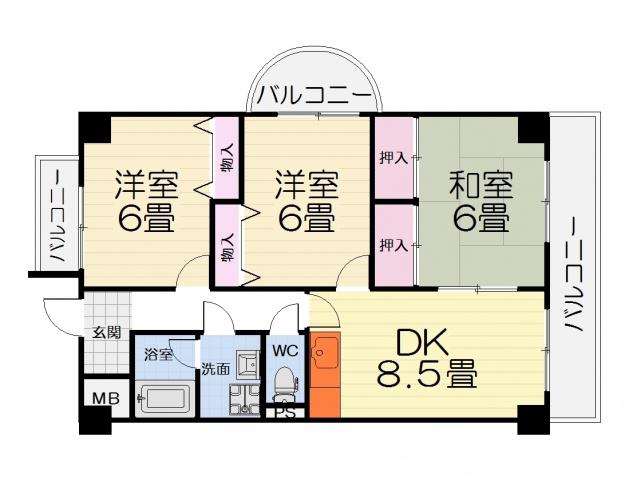 サンクレスト28(3DK/2階)の間取り写真
