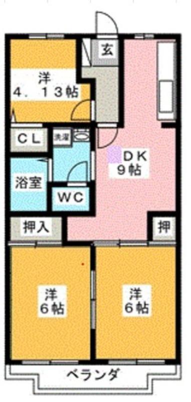 フルセイル東橋本(3DK/2階)の間取り写真