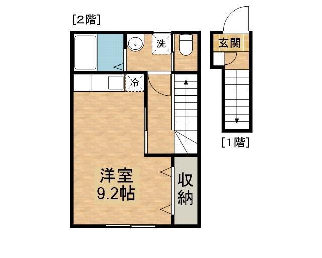 アウル西見前(1K/2階)の間取り写真