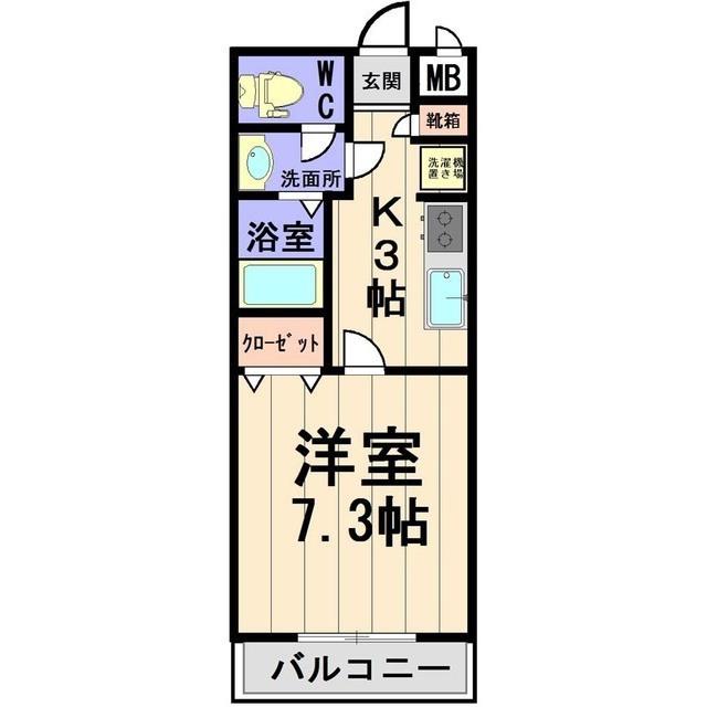 エイブル2 (1K/2階)の間取り写真