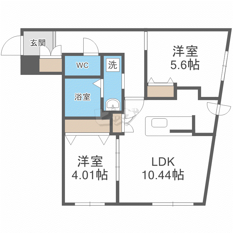 RESIDENCE SHINMEI MARUYAMA(2LDK/4階)の間取り写真