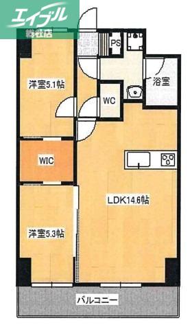 BELLA CASA サウス(2LDK/9階)の間取り写真