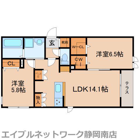 EMINENCEウエスト(2LDK/1階)の間取り写真