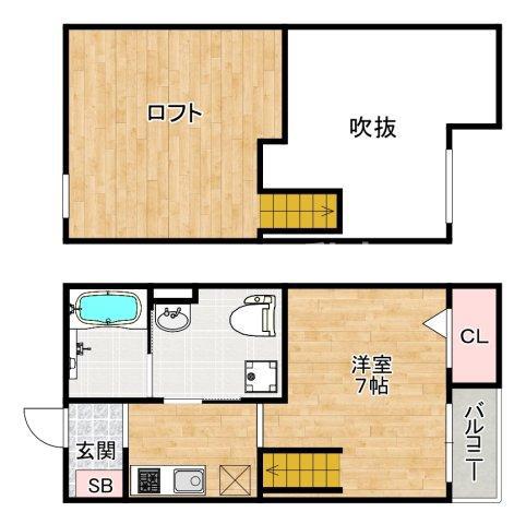 フローレス壱番館(ワンルーム/2階)の間取り写真