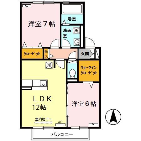 リビングタウン四条大路B(2LDK/2階)の間取り写真