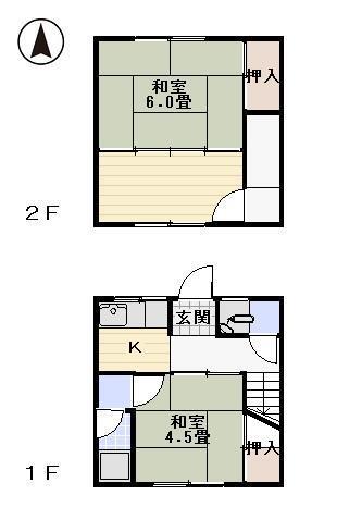 来迎寺 岡見荘(3K/1階)の間取り写真