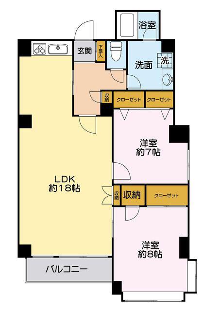 麗元江古田(2LDK/3階)の間取り写真