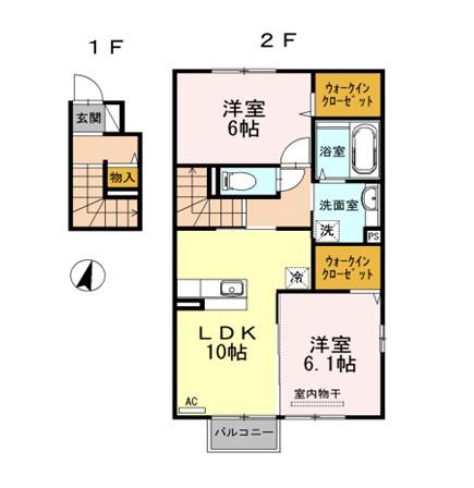 クローバーハウス E(2LDK/2階)の間取り写真