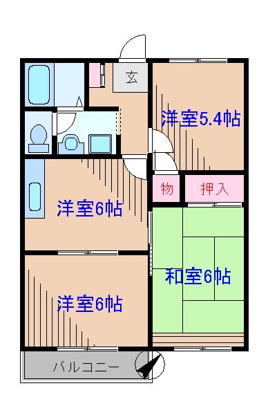 第18マルヨハウス(3DK/1階)の間取り写真