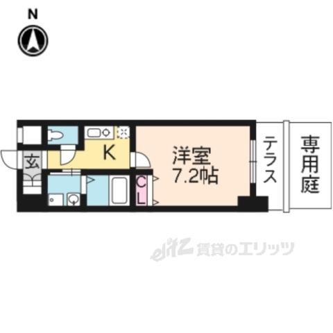 レジデンス京都ミッドシティ(1K/1階)の間取り写真
