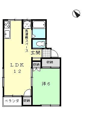 コーポ風間(1LDK/2階)の間取り写真