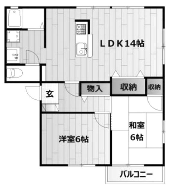 メゾンドゥヴェール(2LDK/1階)の間取り写真