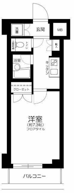 パレステュディオ新宿パークサイド(1K/4階)の間取り写真