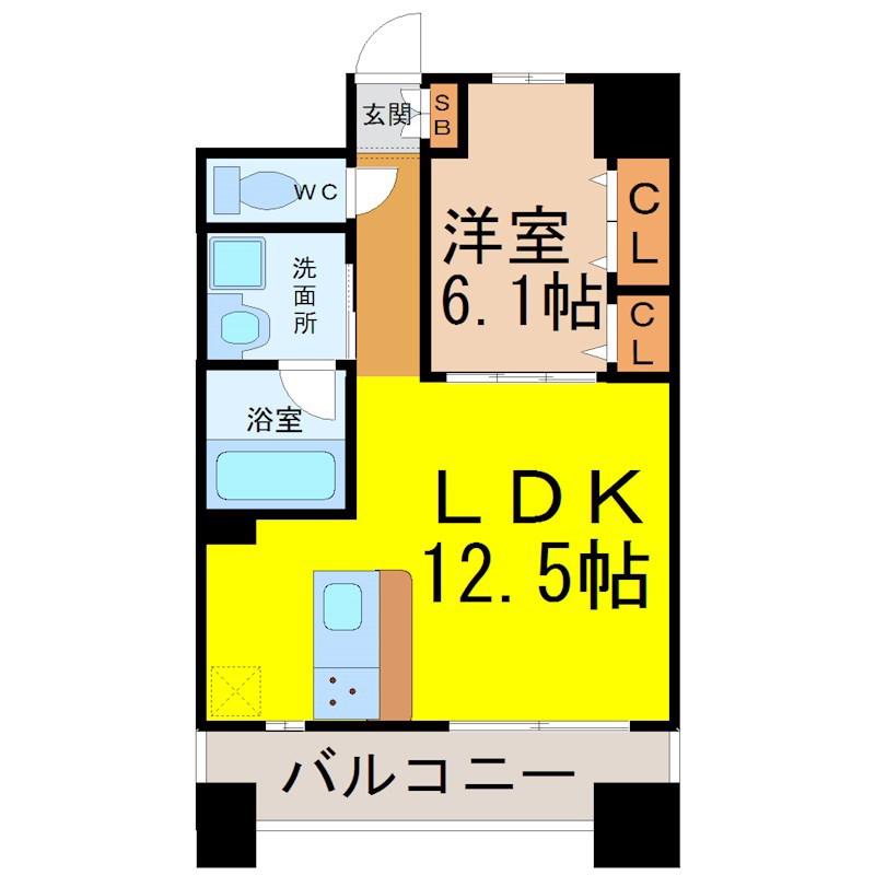 STAR HEIGHTS(1LDK/10階)の間取り写真