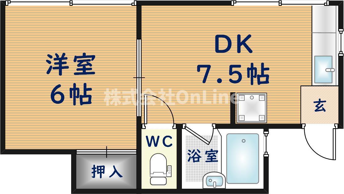 ニュー高井田マンション(1DK/3階)の間取り写真