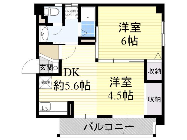 グランピア京橋(1LDK/4階)の間取り写真