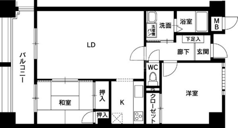 フェイズイン山王公園前(2LDK/9階)の間取り写真
