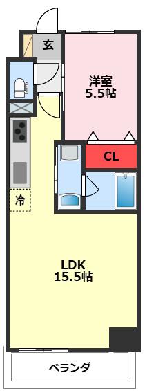 LUCE VII(1LDK/5階)の間取り写真