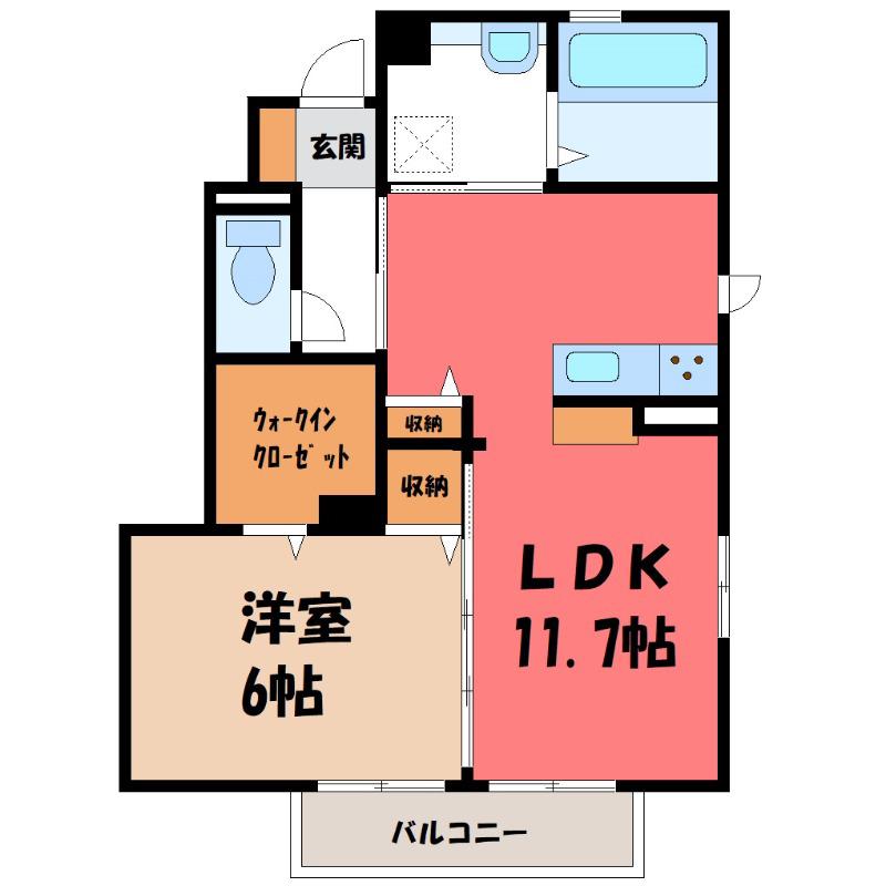 メゾン・ド・ジュリアン B(1LDK/1階)の間取り写真
