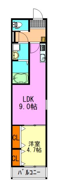 ジーメゾン千葉浜野クオリ(1LDK/2階)の間取り写真