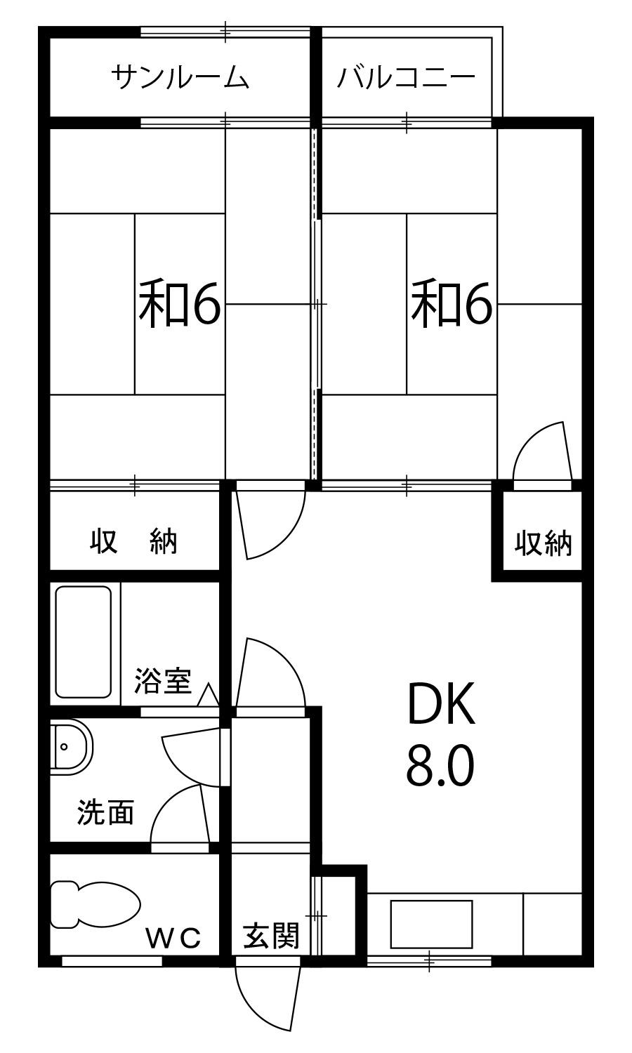 エクセル03(2DK/2階)の間取り写真