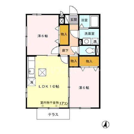 ヴィラージュ南流山(2LDK/1階)の間取り写真