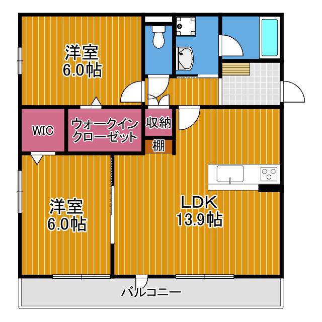トゥールブランシュM&MII(2LDK/3階)の間取り写真