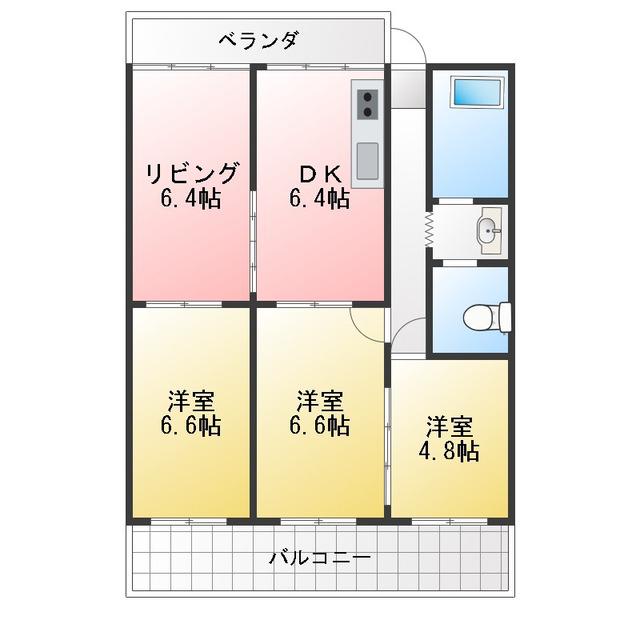 コープ野村夏見2号棟(4DK/5階)の間取り写真