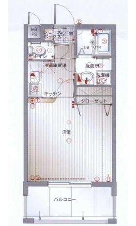 エンクレスト博多(1K/4階)の間取り写真