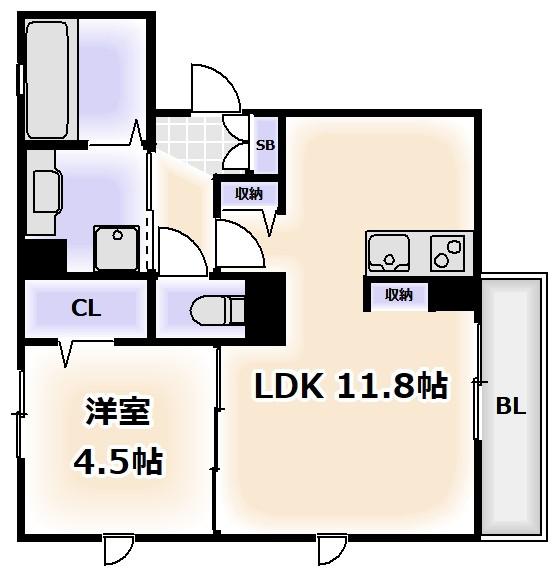 アビコシオン(1LDK/3階)の間取り写真