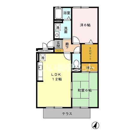 ボヌール藤(2LDK/1階)の間取り写真