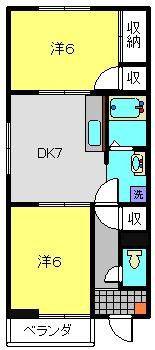 TSKII(2DK/3階)の間取り写真