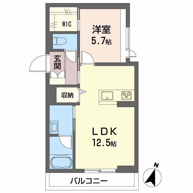 シャーメゾン定禅寺(1LDK/4階)の間取り写真