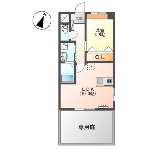 ENISHI(1LDK/1階)の間取り写真