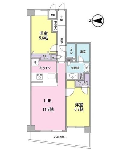 シルフィード南平台B(2LDK/3階)の間取り写真