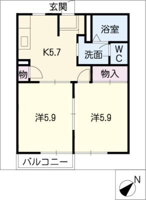 ラフォーレMIO A(2K/2階)の間取り写真