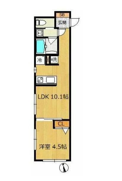 中野レーベル(1LDK/3階)の間取り写真