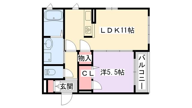 ローゼンタール寝屋川(1LDK/2階)の間取り写真