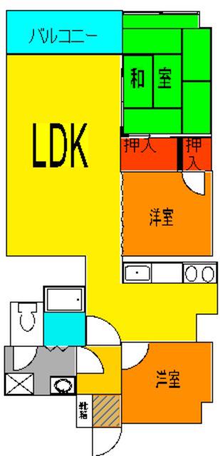 ハイネス国府台(2SLDK/2階)の間取り写真