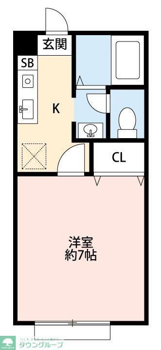シャインヒル(1K/2階)の間取り写真
