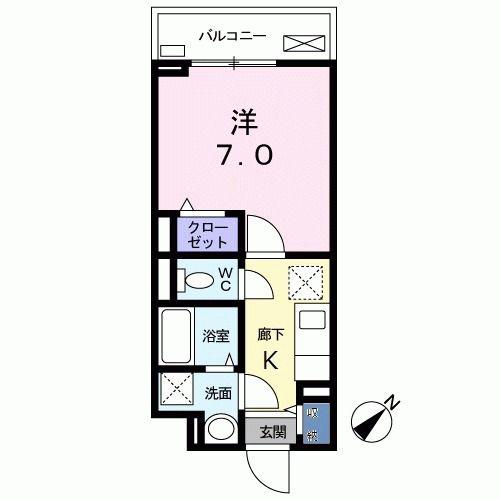 ヴィエルジュ(1K/1階)の間取り写真